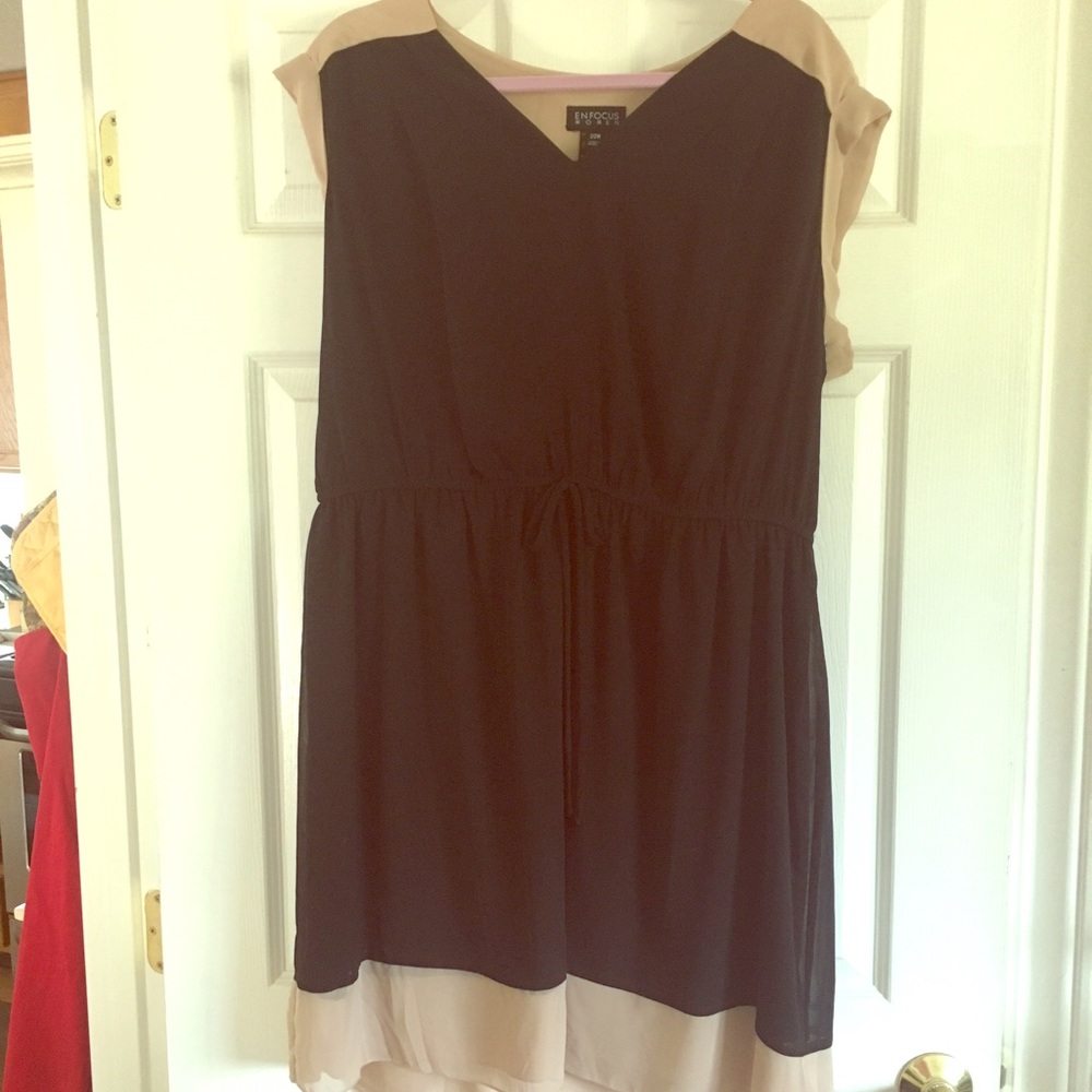 Tan and black tunic dress